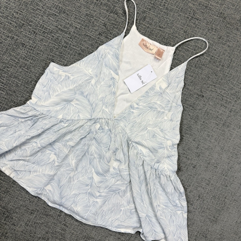 Willow Root Tank Top Dress Women's XS Blue Ivory Floral Rayon NWT Boho